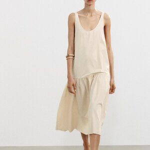 NWT ZARA RUCHED MIDI DRESS M